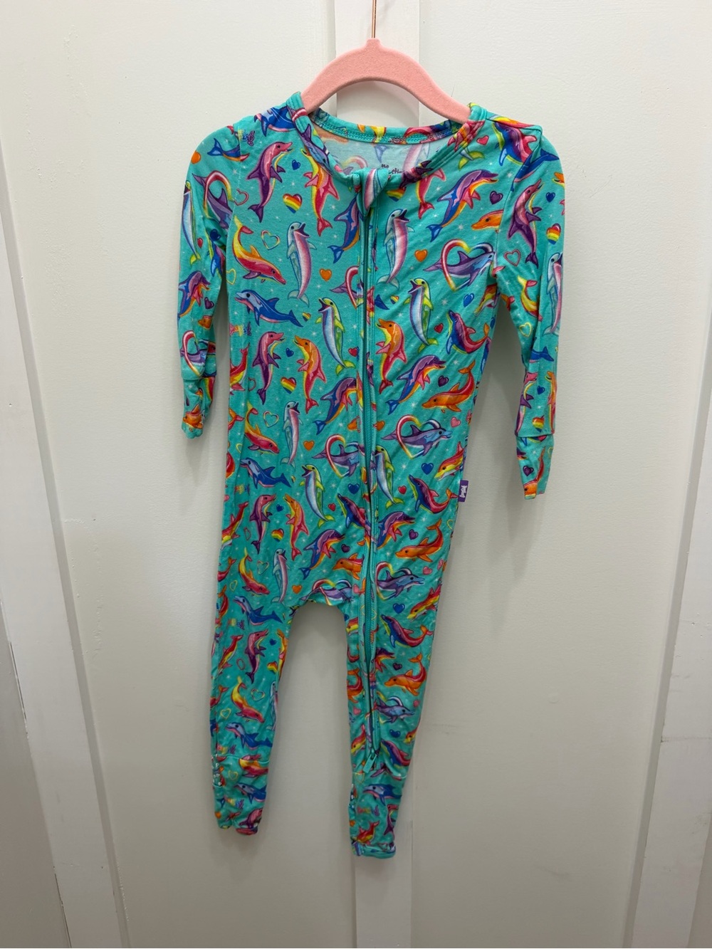 Posh Peanut Lisa Frank Dancing Dolphins convertible zipper pajamas
